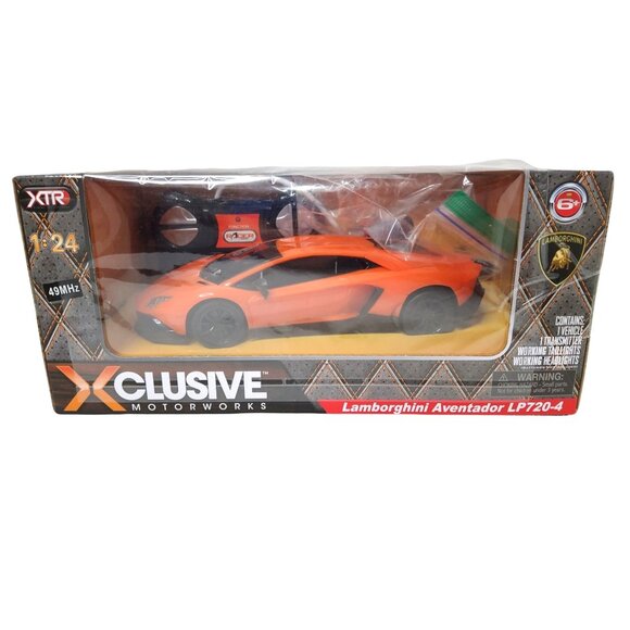 RC Remote Controlled Car 1:24 Scale Orange Lamborghini by X- Clusive Motorsports - Picture 1 of 2